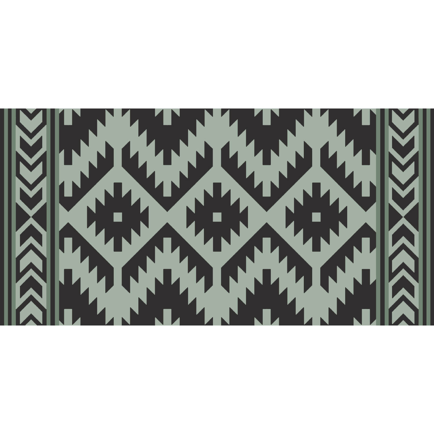 Santa Fe Boho Outdoor Mat 18'x9' Sage/Black