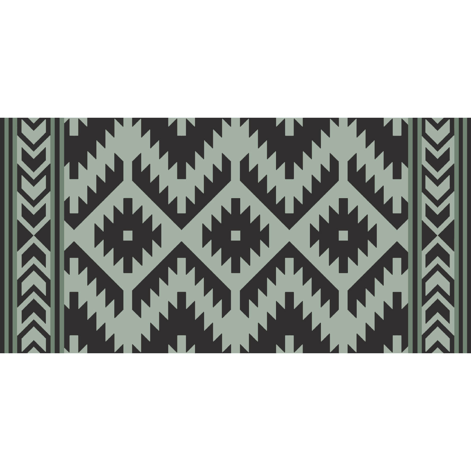 Santa Fe Boho Outdoor Mat 18'x9' Sage/Black